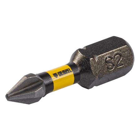 Бита DENZEL IMPACT, PH1x25 мм, лазерная обработка шлица, сталь S2, 10 шт., Е 6,3
