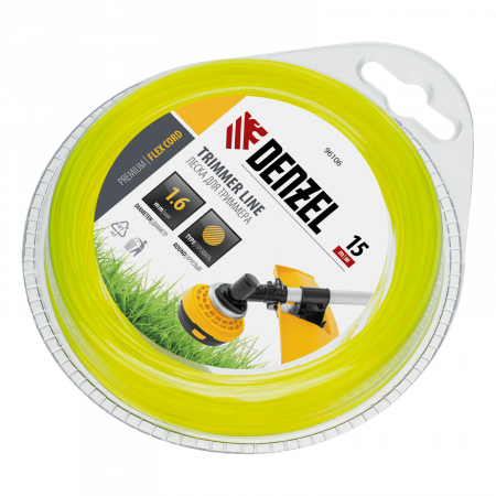 Леска для триммера DENZEL Flex Сord 96106, 1.6 мм x 15 м, круглая, блистер