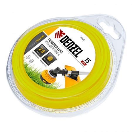 Леска для триммера DENZEL Flex Сord 96107, 2 мм x 15 м, круглая, блистер