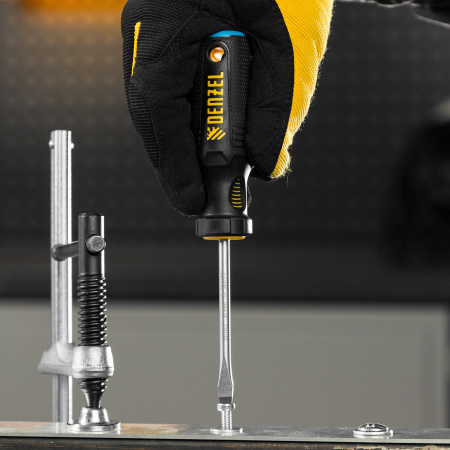 Отвертка DENZEL SL5x75 мм, S2, 3к рукоятка