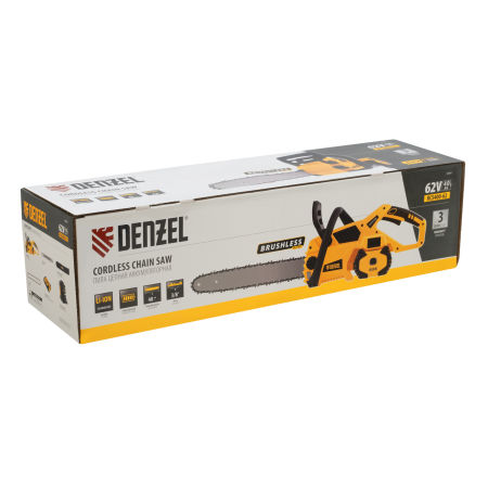 Пила цепная  аккумуляторная  бесщет. DENZEL RCS 400-62, 400 мм, Li-ion, 62В