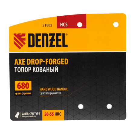 Топор кованый DENZEL 680 г, американский тип, буковая рукоятка, 360мм, EFP