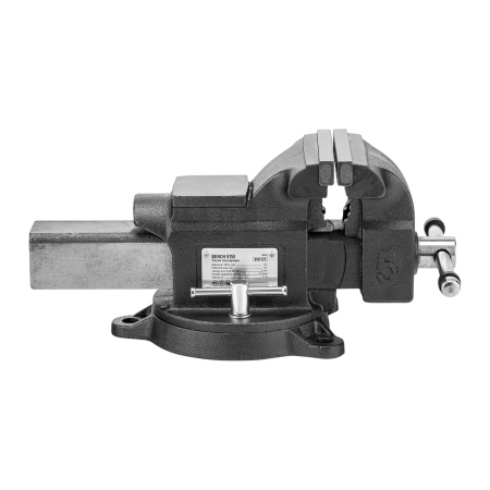 Тиски слесарные DENZEL BVH-125, 125 мм, поворотные, стальная направляющая, с наковальней