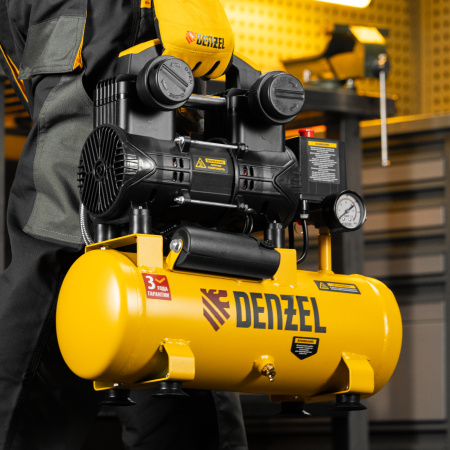 Компрессор безмасл. малошумный DENZEL DLP-950/10, 950Вт,10 л, 2850 об/мин, 170 л/мин