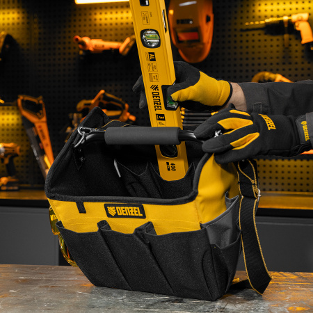 Переноска для инструмента DENZEL 260х240х300 мм, 22 кармана, наплечный ремень