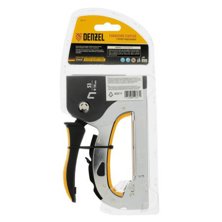 Степлер мебельный DENZEL стальной корпус, быстрая загрузка, регул. силы удара, тип 53, 4-14 мм