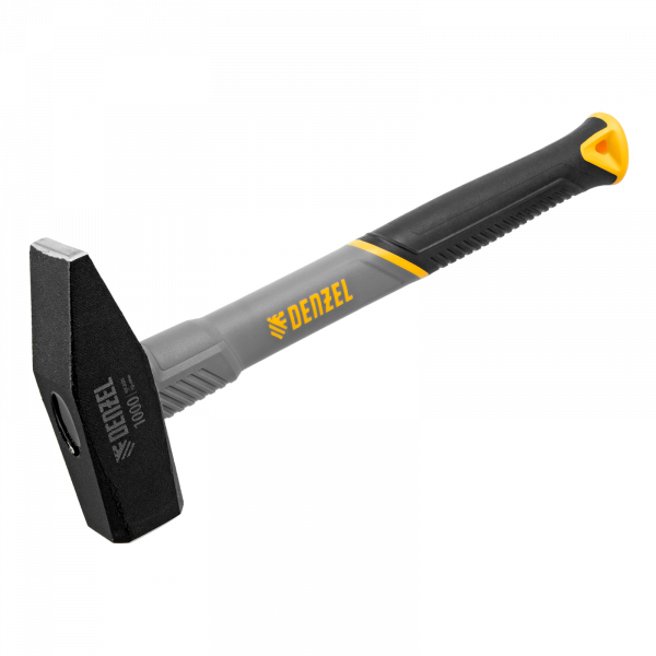 Молоток слесарный DENZEL 1000 г, кованый, фибергласовая  рукоятка c TPR покрытием