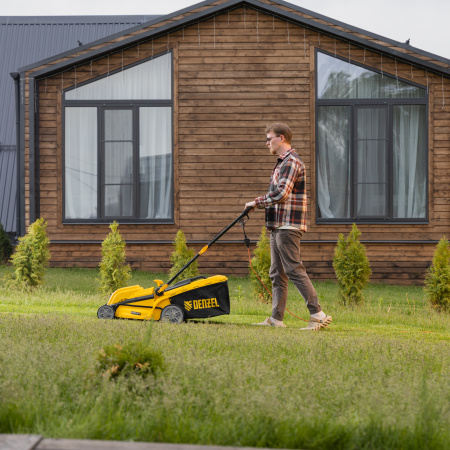 Газонокосилка электрическая DENZEL GMC-1800, шир. 38см, 1800 Вт, 6 уров., травосб. 35 л