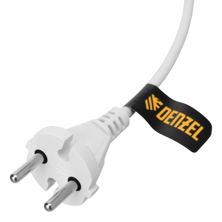 Шнур сетевой Energy Series DENZEL, ПВС, 3 м, 2 x 1 мм, с неразборной вилкой, белый