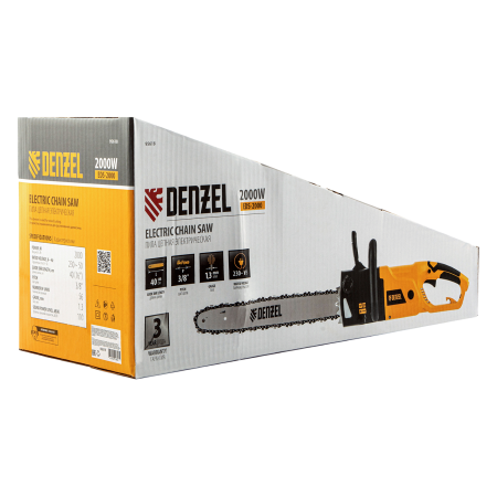 Пила цепная электрическая DENZEL EDS-2000, 2 кВт, шина 40 см, шаг 3/8, 56 звеньев