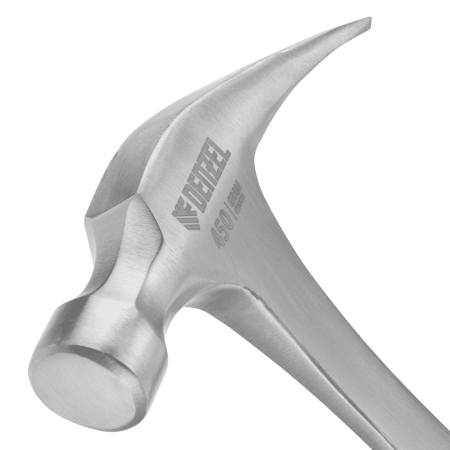 Молоток-гвоздодер DENZEL 450 г, цельнометаллический, двухкомпонентная рукоятка