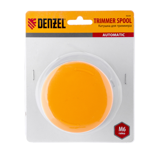 Катушка для триммера DENZEL 96349 автоматическая, M6, в блистере, для модели TE-650