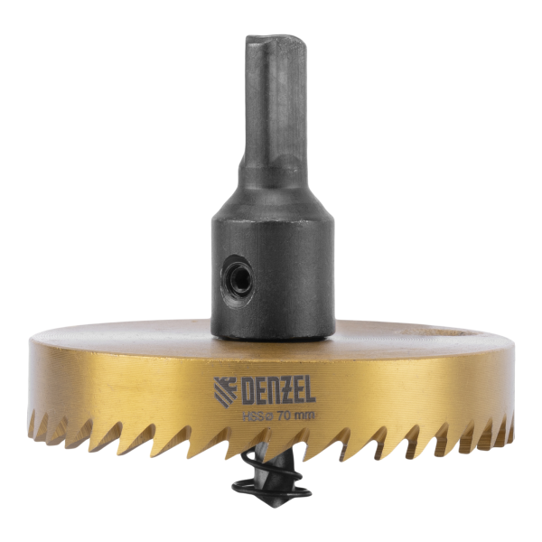 Коронка по металлу DENZEL 724123, 70 мм, HSS, нитридтитановое покрытие