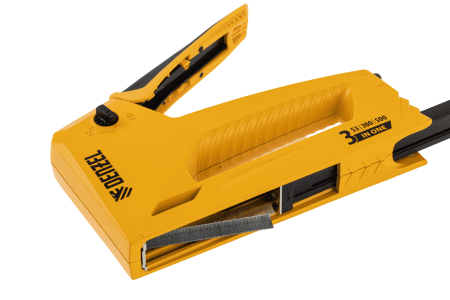 Степлер мебельный DENZEL алюминиевый корпус, тип 53, 6-14 мм, тип 300, 15 мм, тип 500, 15 мм