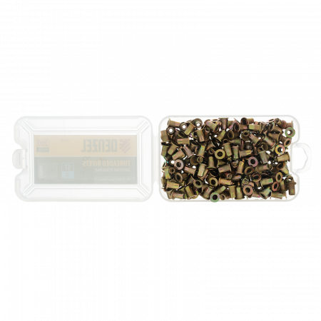 Заклепки резьбовые DENZEL стальные, оцинкованные, М3, пластиковый кейс, 200 шт.