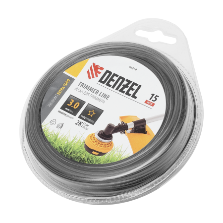 Леска для триммера DENZEL 96219 двухкомпонентная звезда, 3,0мм х 15м, блистер EXTRA CORD