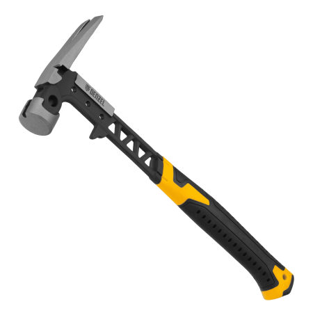 Молоток строительный DENZEL 450 г, цельнокованый,боек с магнитом, двухкомп. обрезин. рук-ка