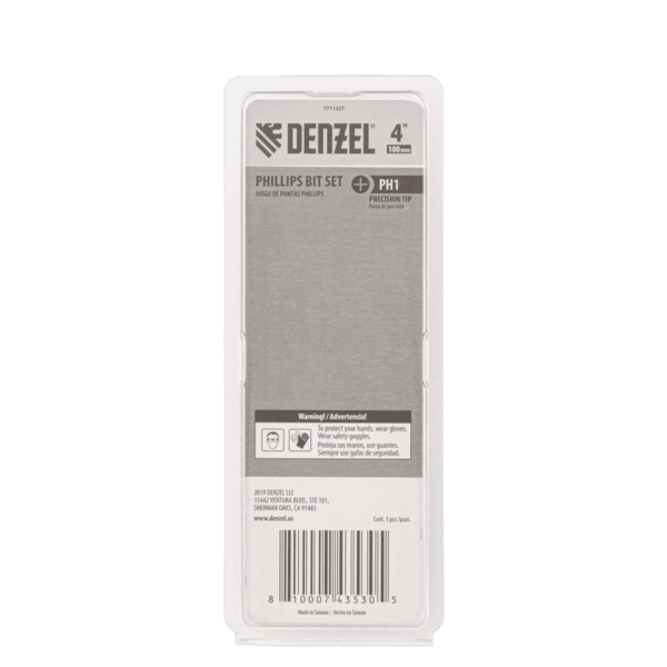 Набор бит DENZEL PH1x100 мм, 5 шт.