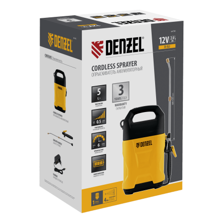 Опрыскиватель аккумуляторный DENZEL D-5LI, 5 л, Li-Ion акк., 12 В, 2 Ач