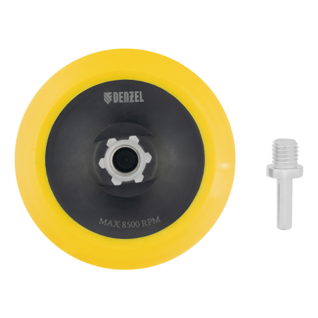 Тарелка опорная для дрели и УШМ DENZEL с липучкой, 150 мм, мягкая, с адаптером c М14 на d8