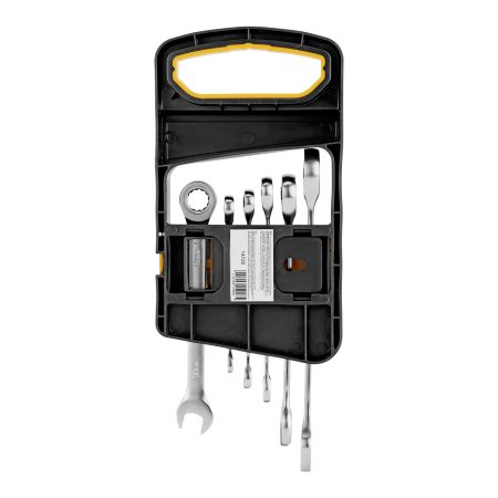 Набор ключей комбинированных трещоточных DENZEL 6-17 мм, 6 шт., CrV, матовый хром