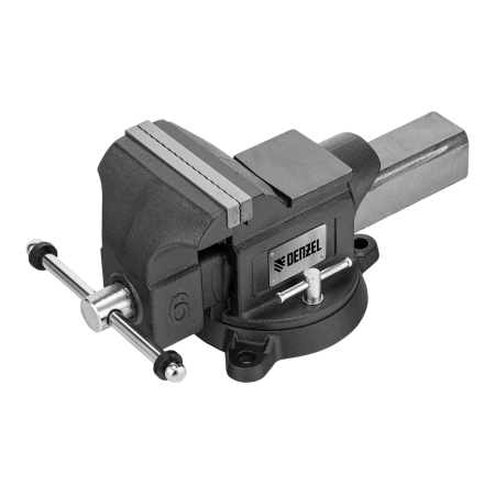 Тиски слесарные DENZEL BVH-150, 150 мм, поворотные, стальная направляющая, с наковальней