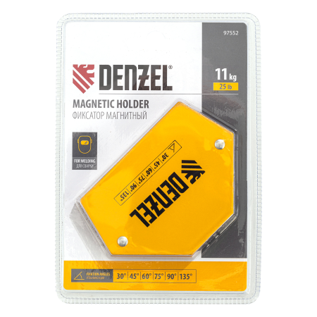 Фиксатор магнитный DENZEL 97552 для сварочных работ усилие 25 LB, 30х45х60х75х90х135 град.