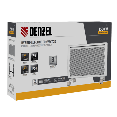 Конвектор гибридный электрический DENZEL HybridX-1500, ИК нагреватель, цифровой термостат