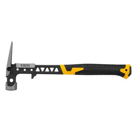 Молоток строительный DENZEL 450 г, цельнокованый,боек с магнитом, двухкомп. обрезин. рук-ка