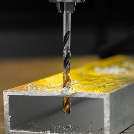 Сверло спиральное по металлу DENZEL 4,5 x 80 мм, Р6М5, Golden Tip, многогранная заточка