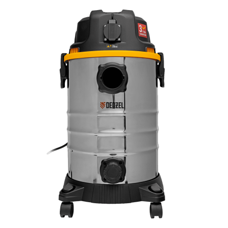 Пылесос строительный DENZEL RVC30, 1400 Вт, бак 30 л, шланг 3 м, розетка с автосинхр.