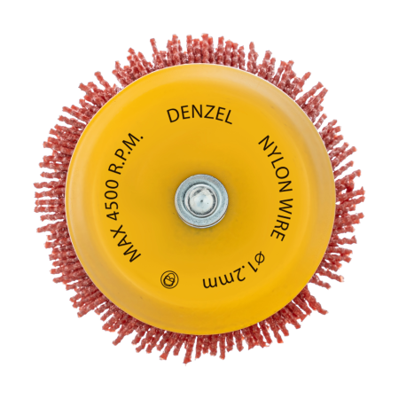 Щетка для дрели DENZEL, 75 мм, Чашка, со шпилькой, нейлоновая щетина