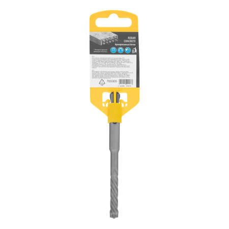 Бур по бетону DENZEL, цельная крестовая пластина, 8x115 мм, SDS PLUS