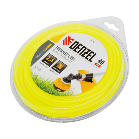 Леска для триммера DENZEL Flex Сord 96123, 2.4 мм x 40 м, квадратная, блистер