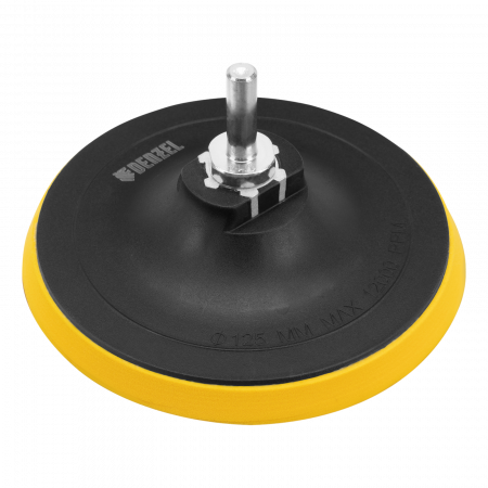 Тарелка опорная для дрели и УШМ DENZEL с липучкой, 125 мм, стандартная, с адаптером c М14 на d8