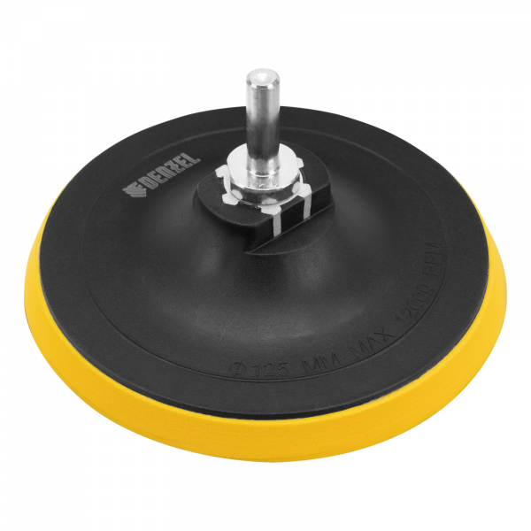 Тарелка опорная для дрели и УШМ DENZEL с липучкой, 125 мм, стандартная, с адаптером c М14 на d8