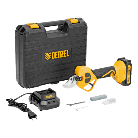 Секатор аккумуляторный, бесщет. DENZEL, CP-40BL, Li-Ion, 20 В, лезвия SK5