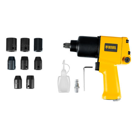 Пневмогайковерт ударный DENZEL IW860+набор головок, 1/2, 7000 об/мин, 868 Нм