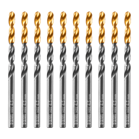 Сверло по металлу DENZEL 4,5 мм, HSS-Tin, Golden Tip, 10 шт.