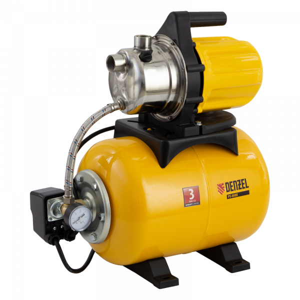 Насосная станция DENZEL PS800X, 800 Вт, 3200 л/ч, ресивер 24 л, высота подъема 38 м