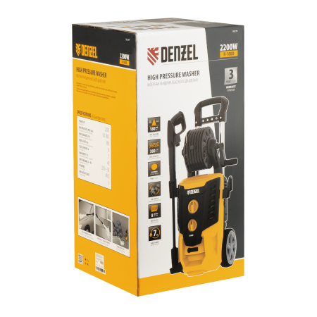 Моечная машина высокого давления DENZEL R-180D, 2200 Вт, 180 бар, 380 л/ч, с барабаном