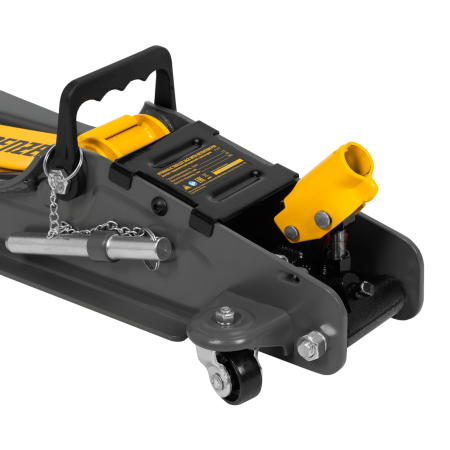 Домкрат гидравлический подкатной с фиксатором DENZEL 2,5 т, 85-385 мм