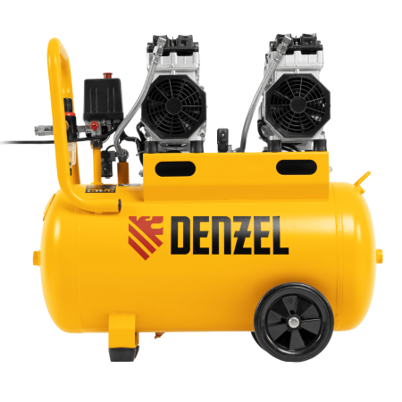 Компрессор безмасляный, малошумный DENZEL DLS 1500/50, 1500 ВТ, 2x750, 50 л, 260 л/мин