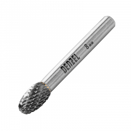 Борфреза по металлу DENZEL твердосплавная, овальная, тип-E, 8 мм