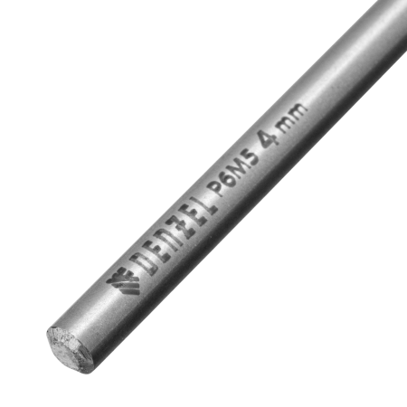 Сверло спиральное по металлу DENZEL 4 х 119 мм, Р6М5, Golden Tip, удлиненное