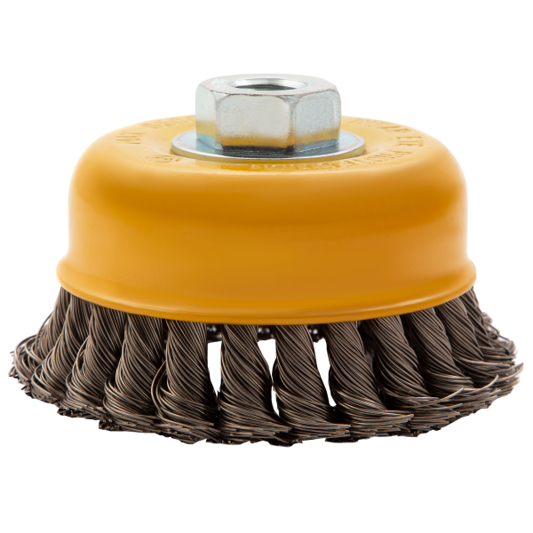 Щетка для УШМ DENZEL 746283, 100 мм, «чашка», крученая нержавеющая проволока 0.5 мм, М14