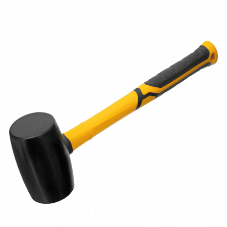 Киянка резиновая DENZEL 680 г, черная, фибергласовая рукоятка c TPR покрытием