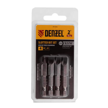 Набор бит DENZEL SL5/16"x2", 4 шт.