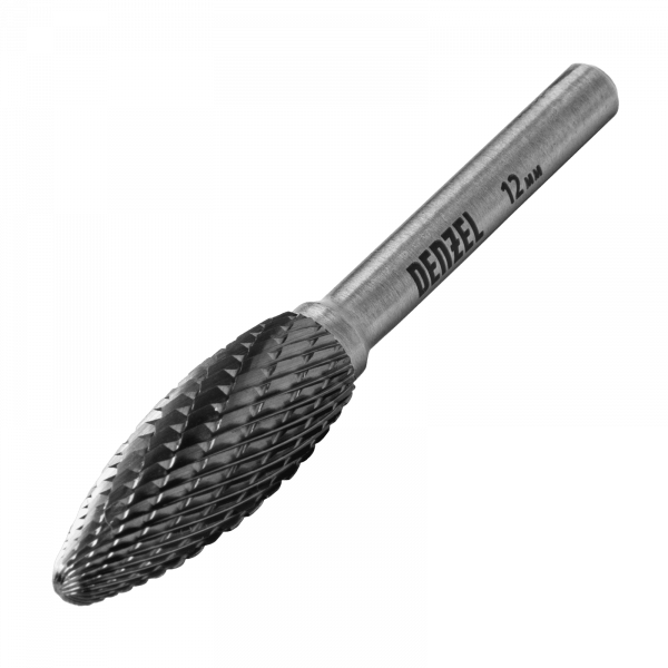 Борфреза по металлу DENZEL твердосплавная, элипсообразная, тип-H, 12 мм