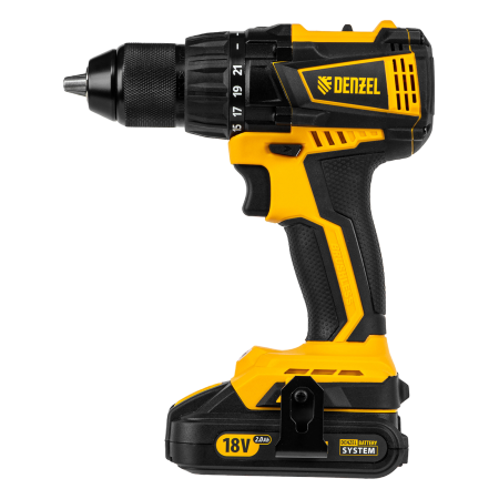Аккумуляторная дрель-шуруповерт DENZEL BLDL-IB-18-02, 18 В, 2 x 2 Ач